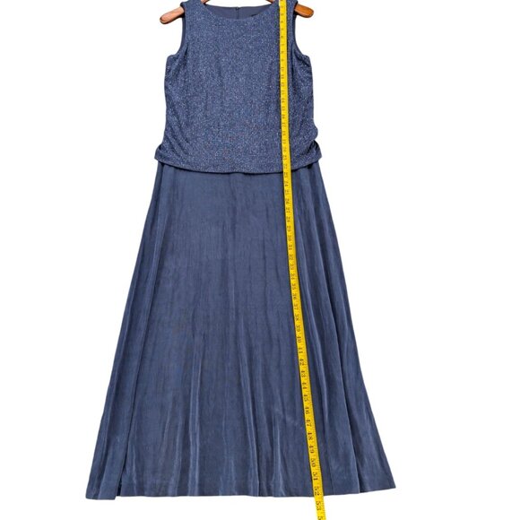 Alex Evenings Maxi Dress Gown Blue Embellished Sleeveless Formal Cocktail Sz 10 - Picture 6 of 11